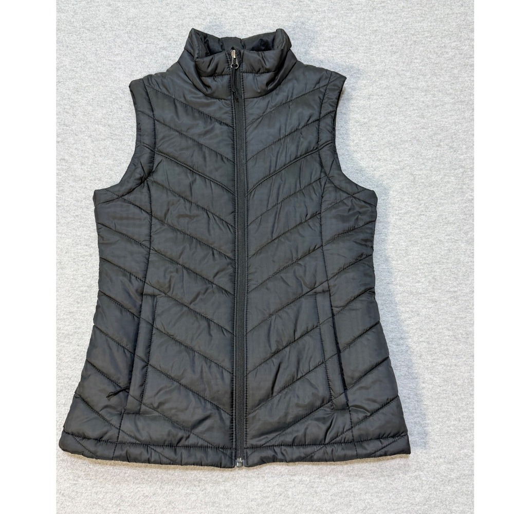Columbia Powder Lite Omni-Heat Puffer Vest Black Womens XS Full Zip Chevron